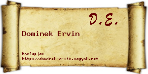 Dominek Ervin névjegykártya